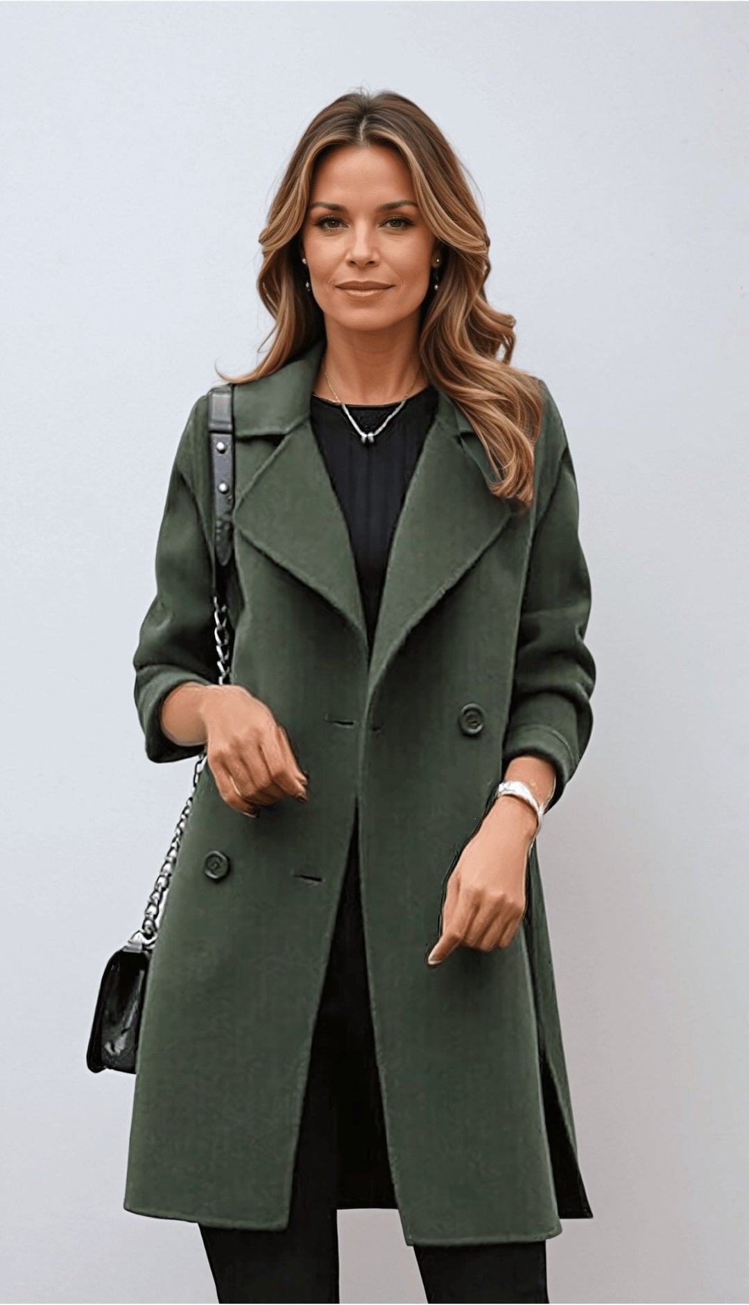Women's Double Breasted Notch Lapel Coat