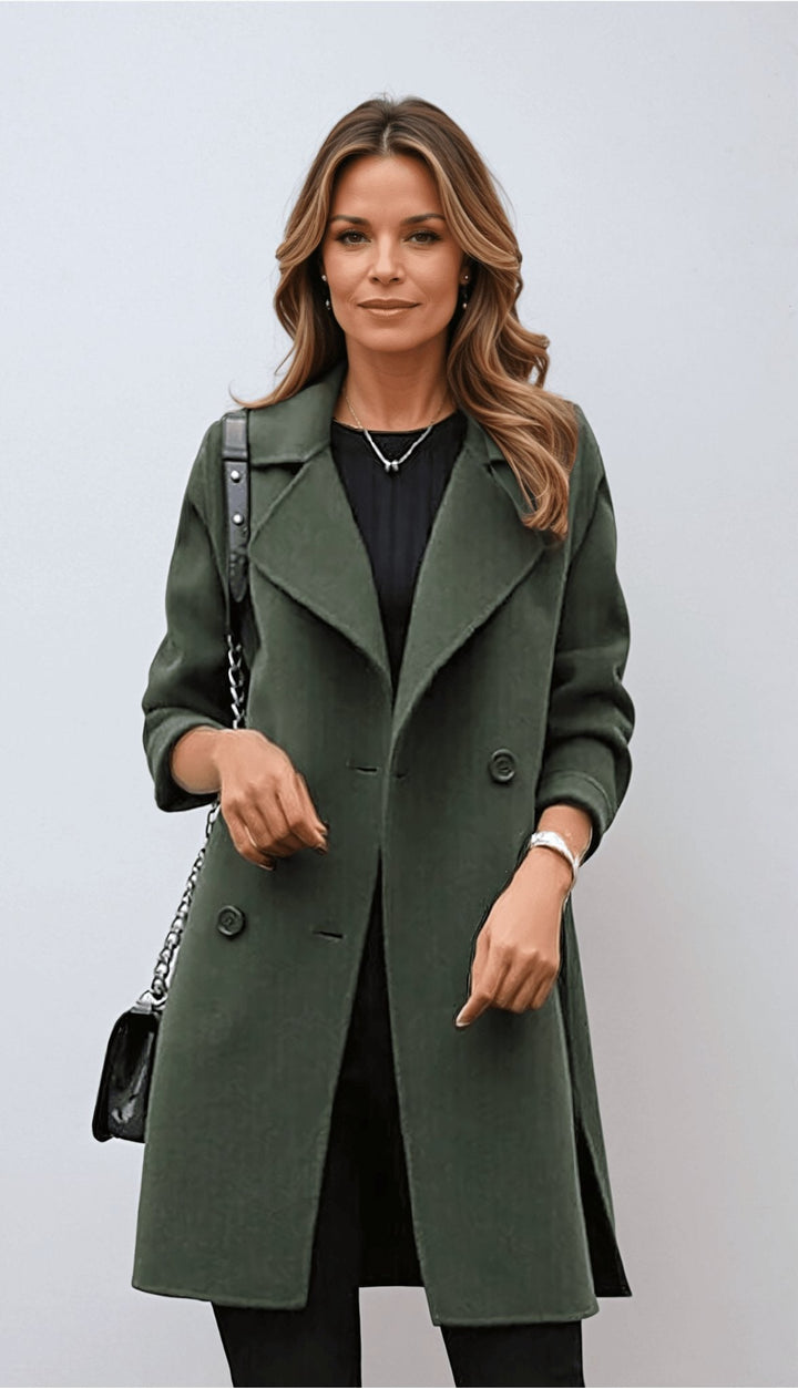 Women's Double Breasted Notch Lapel Coat