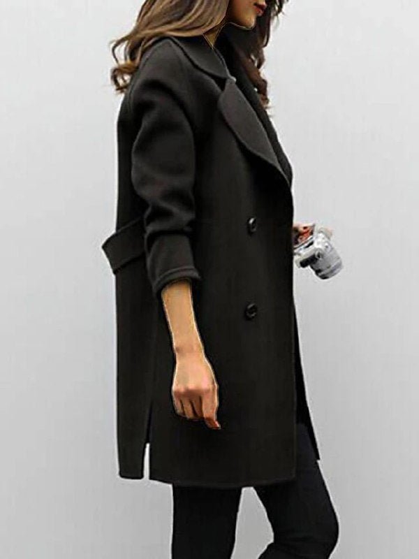 Women's Double Breasted Notch Lapel Coat