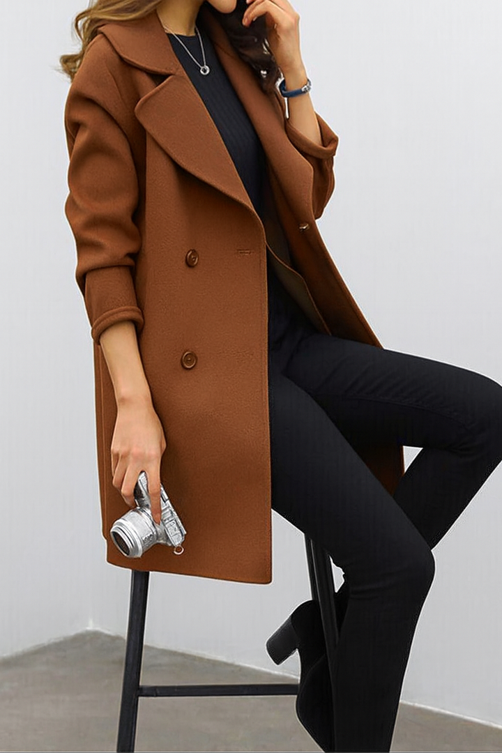 Women's Double Breasted Notch Lapel Coat