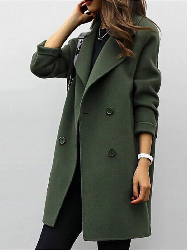 Women's Double Breasted Notch Lapel Coat