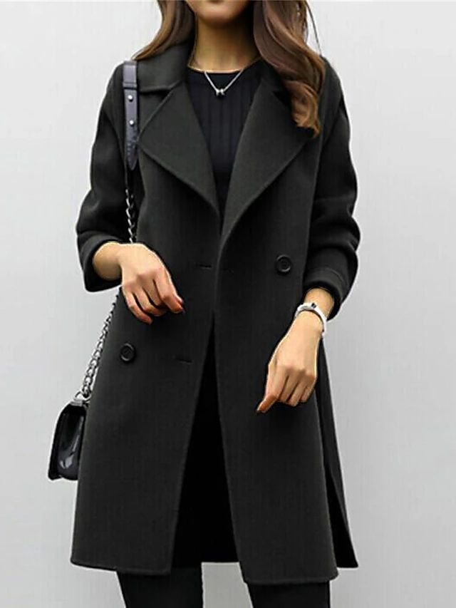 Women's Double Breasted Notch Lapel Coat