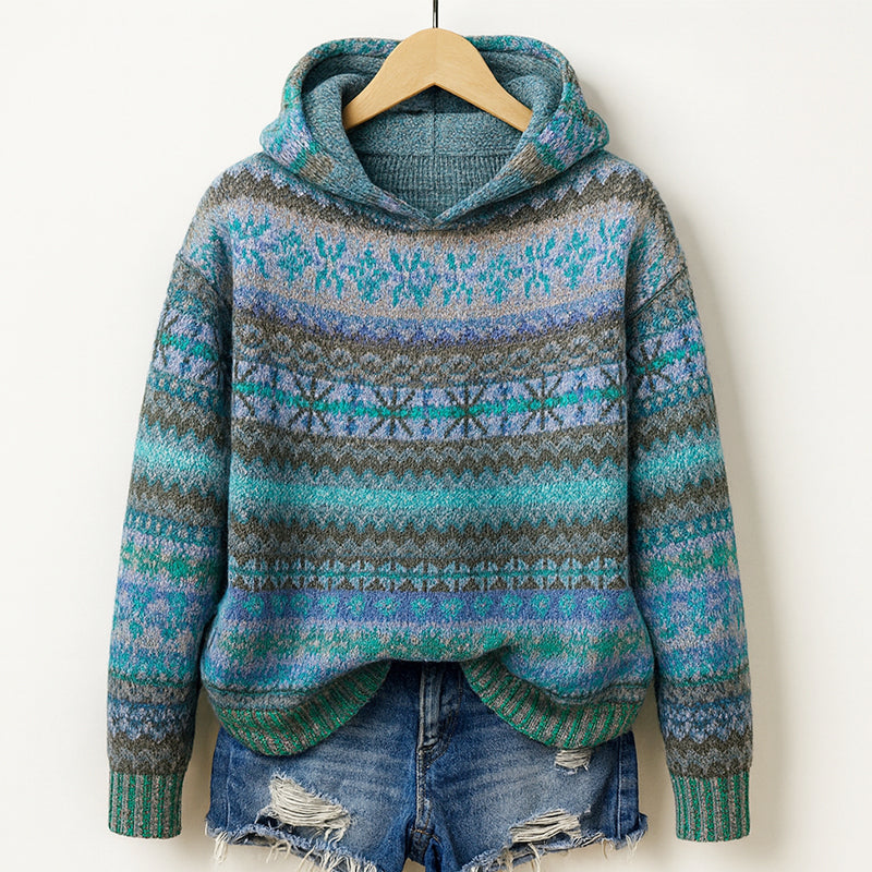 Women's Fair Isle Hooded Knit Sweater