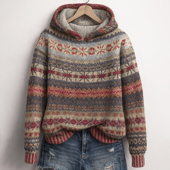 Women's Fair Isle Hooded Knit Sweater