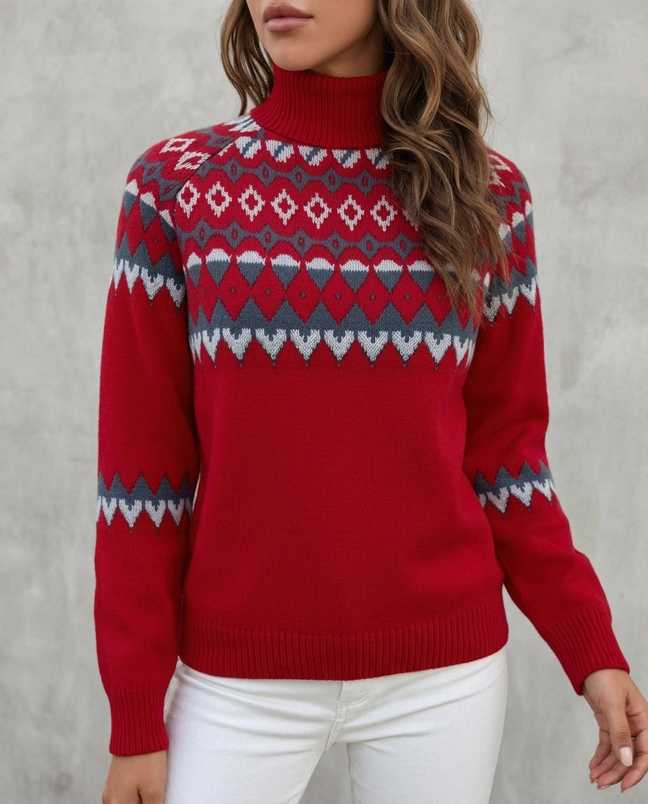 Women's Fair Isle Turtleneck Knit Sweater