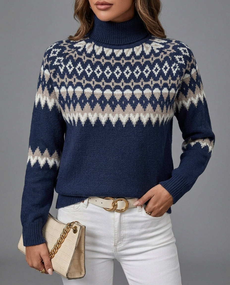 Women's Fair Isle Turtleneck Knit Sweater