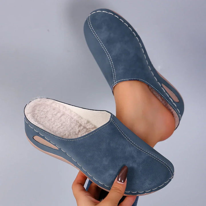 Women's Fleece Lined Wedge Slip-On Mules