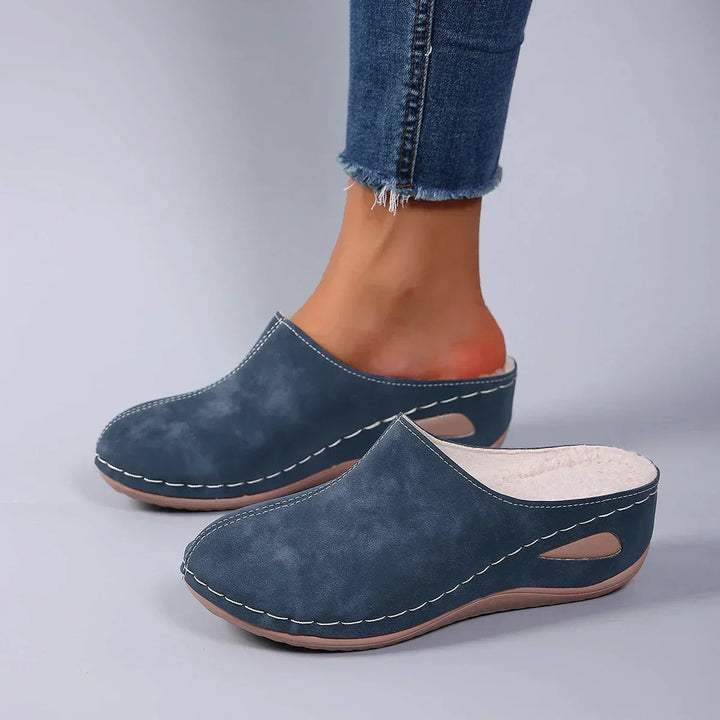 Women's Fleece Lined Wedge Slip-On Mules