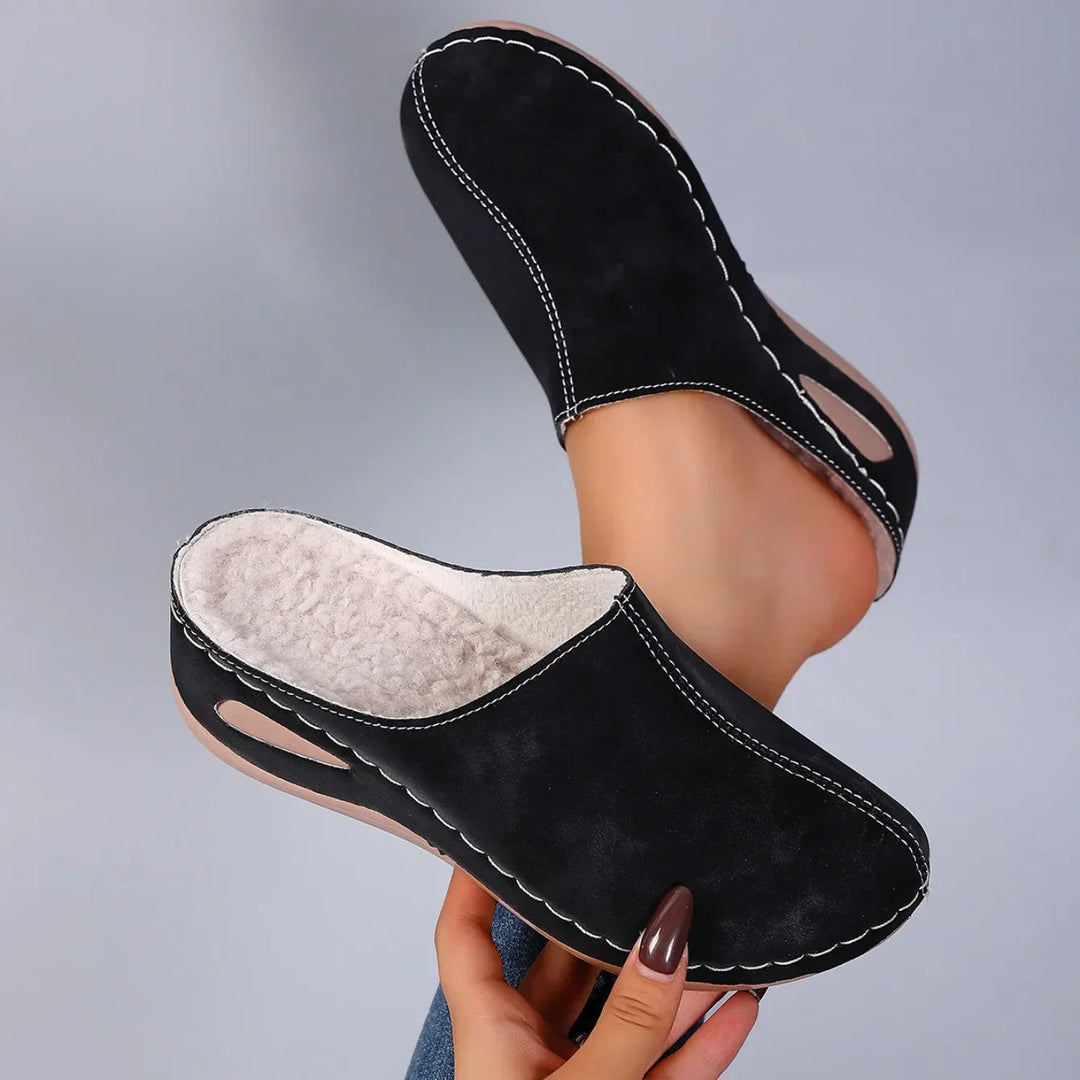 Women's Fleece Lined Wedge Slip-On Mules