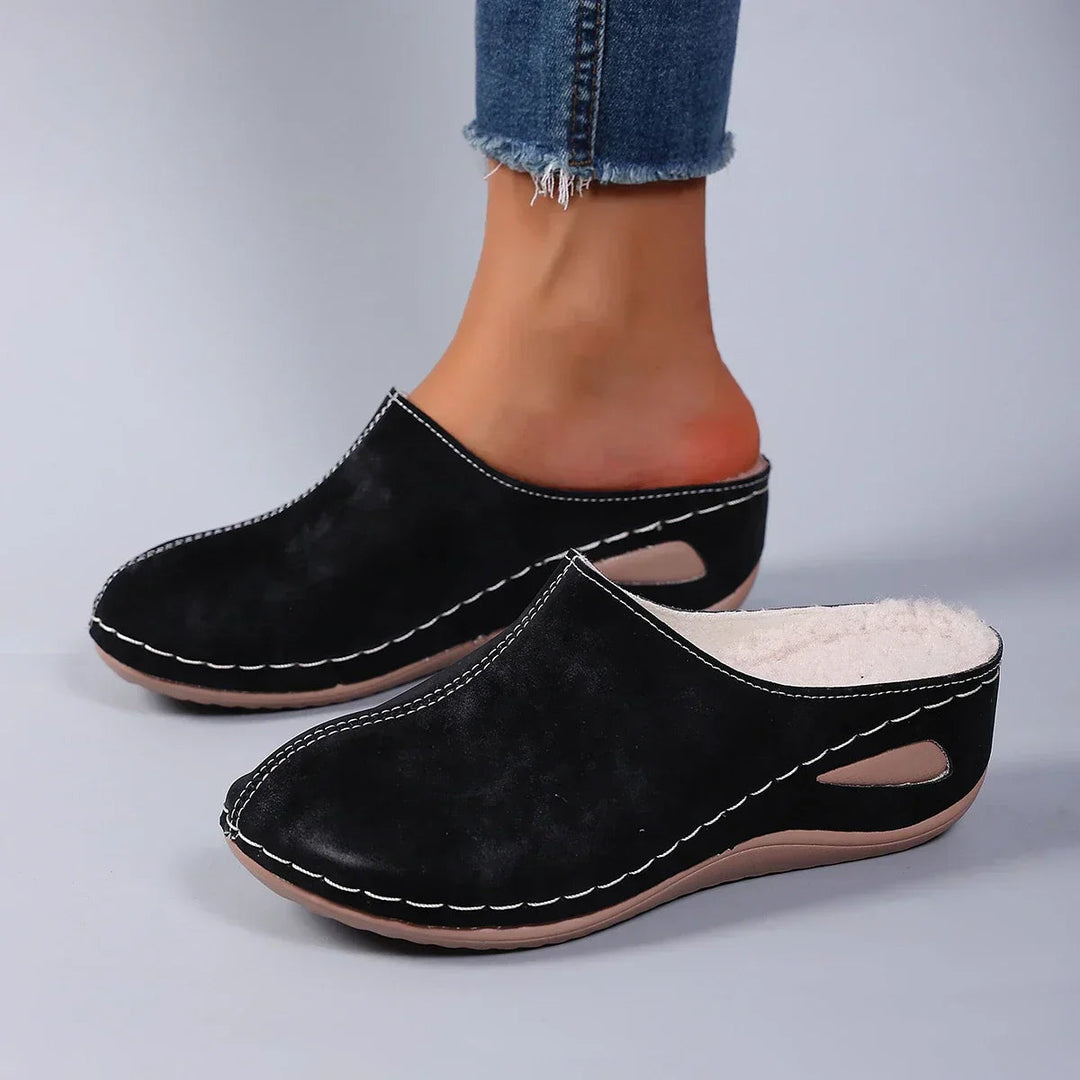 Women's Fleece Lined Wedge Slip-On Mules