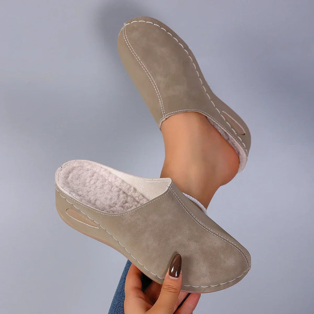 Women's Fleece Lined Wedge Slip-On Mules