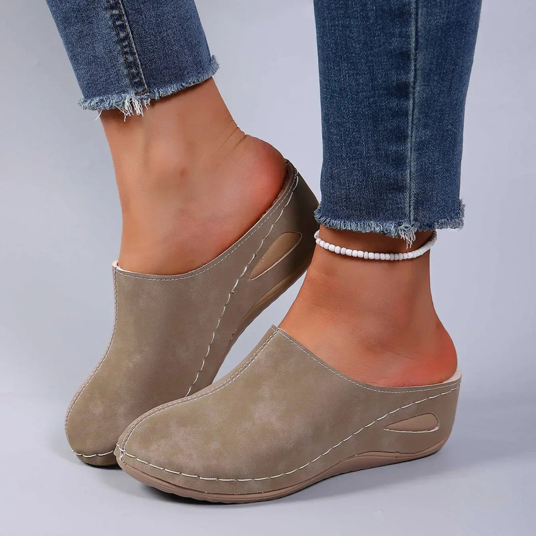 Women's Fleece Lined Wedge Slip-On Mules