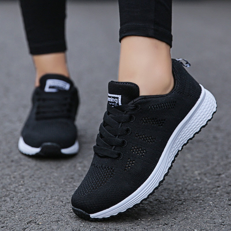 Women's Knit Mesh Lace-Up Walking Sneakers