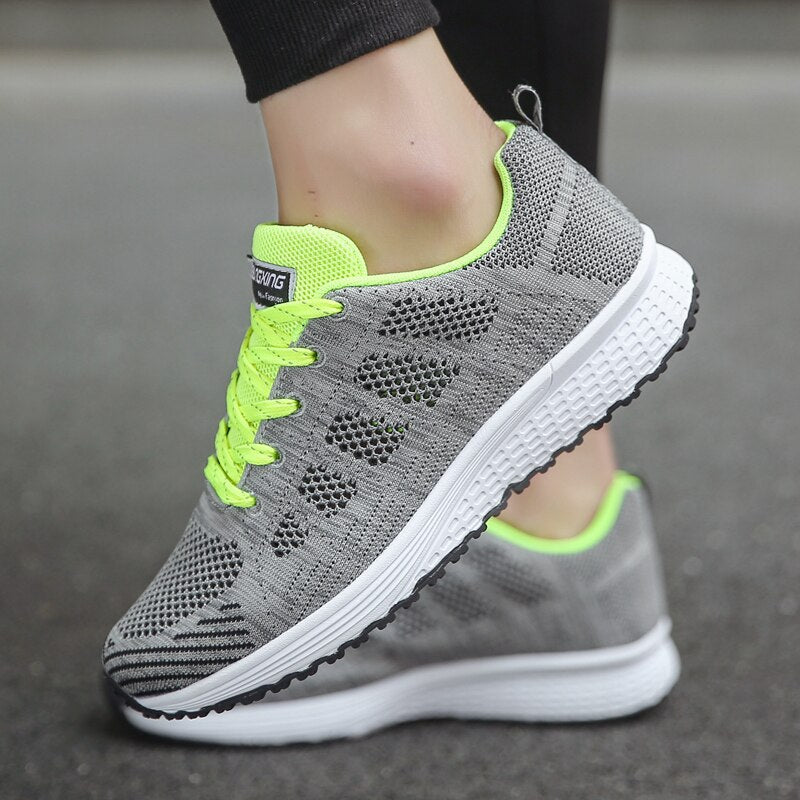 Women's Knit Mesh Lace-Up Walking Sneakers