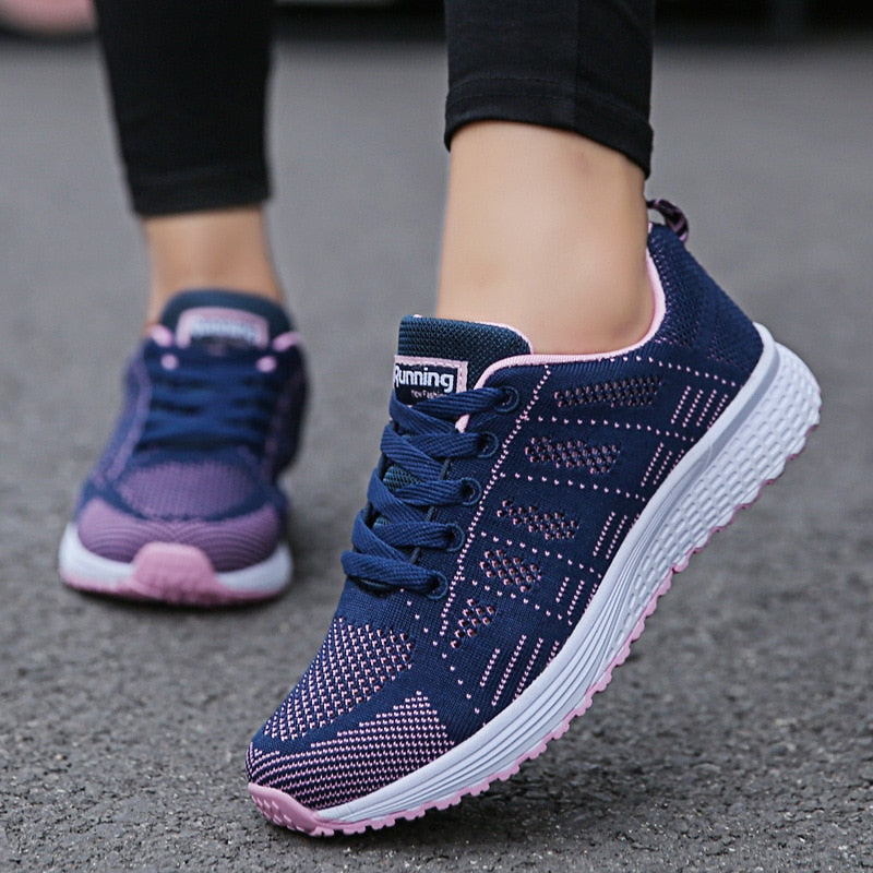 Women's Knit Mesh Lace-Up Walking Sneakers