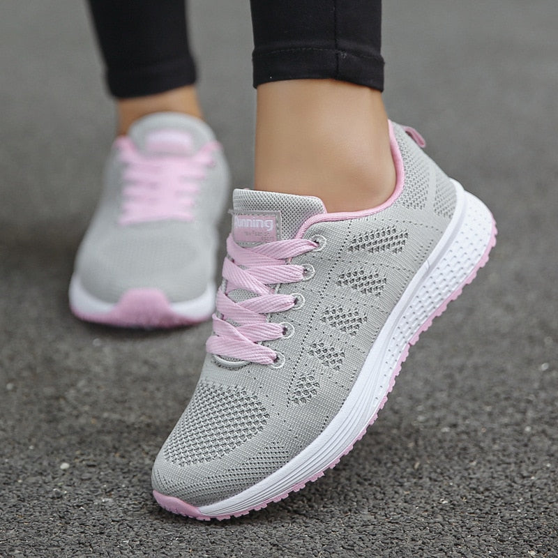 Women's Knit Mesh Lace-Up Walking Sneakers