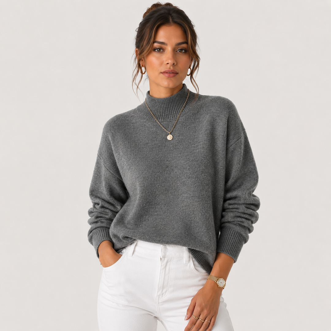 Women's Mock Neck Relaxed Knit Sweater