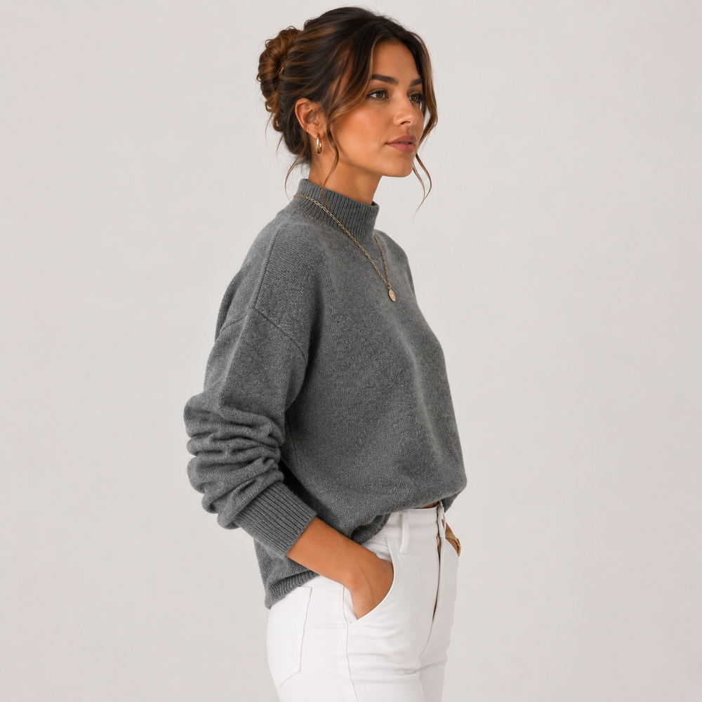 Women's Mock Neck Relaxed Knit Sweater