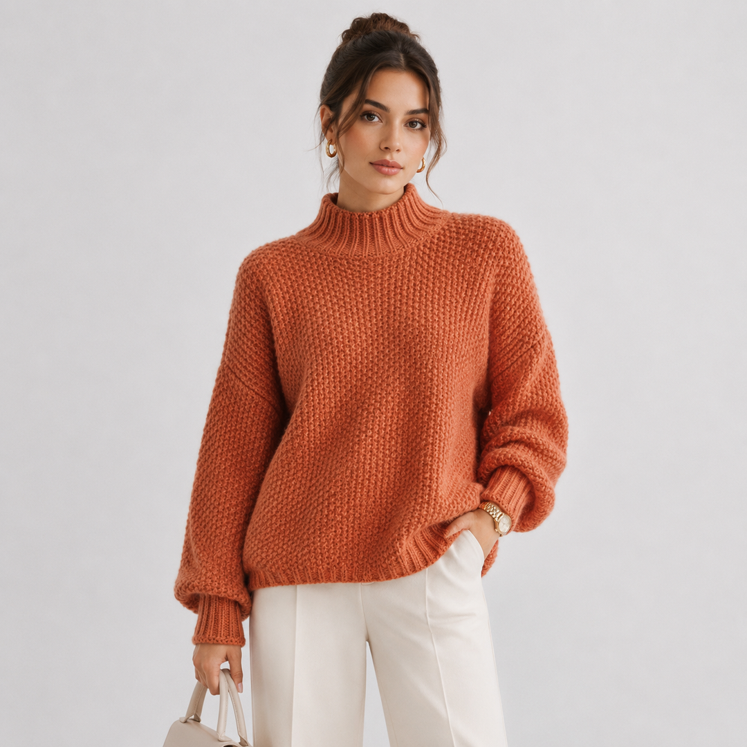 Women's Mock Neck Relaxed Knit Sweater