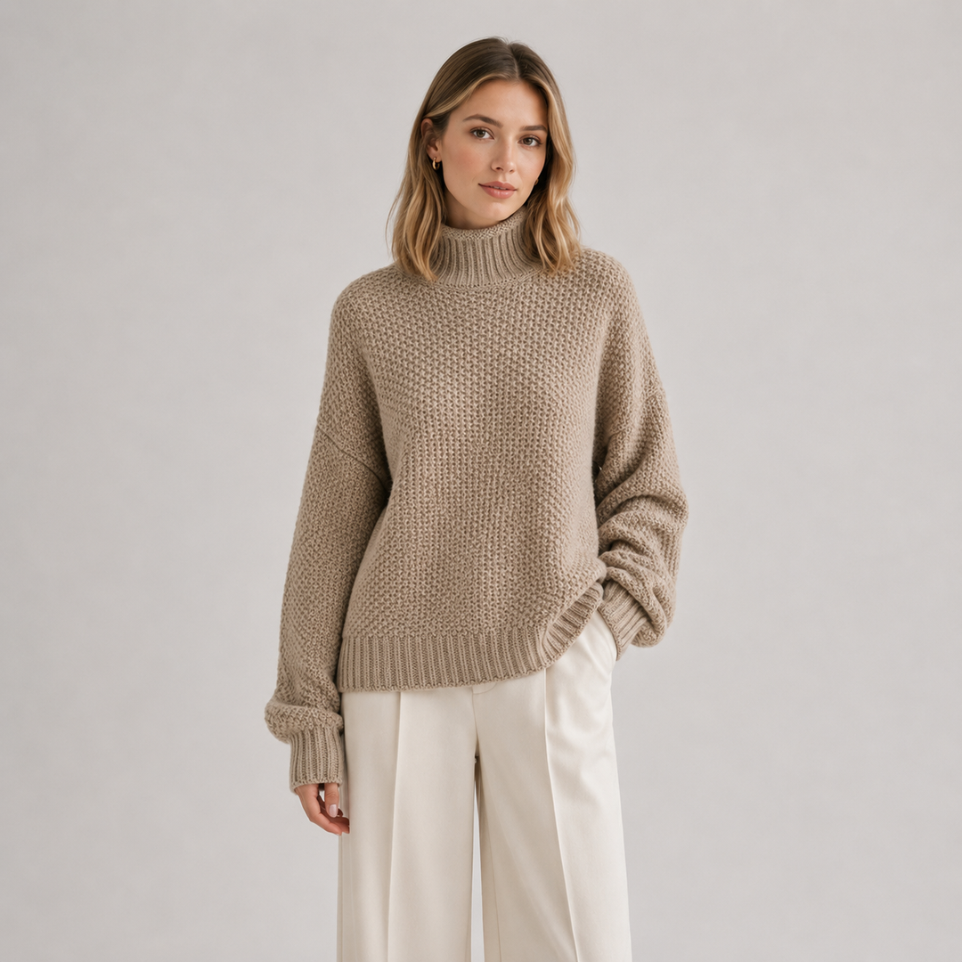 Women's Mock Neck Relaxed Knit Sweater