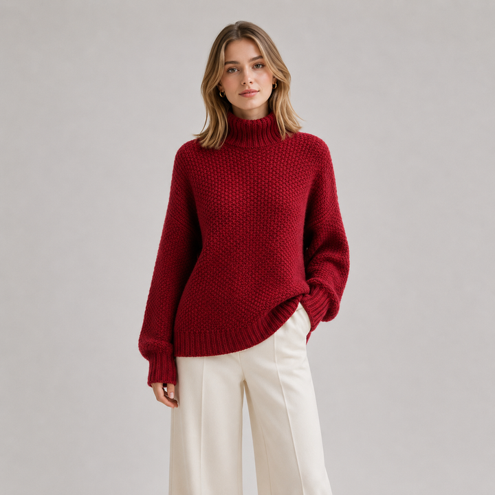 Women's Mock Neck Relaxed Knit Sweater