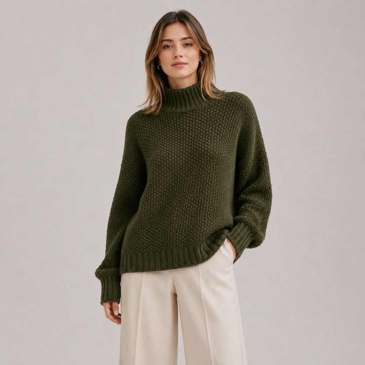 Women's Mock Neck Relaxed Knit Sweater
