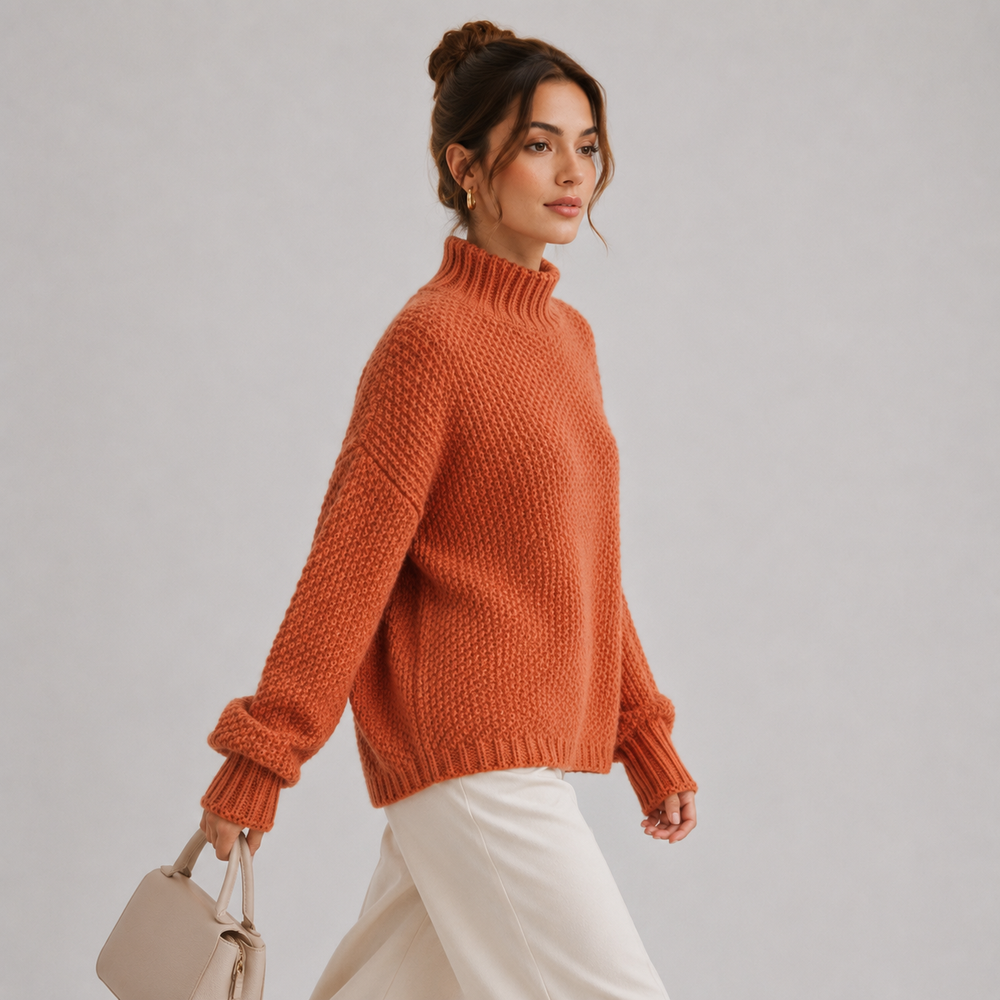 Women's Mock Neck Relaxed Knit Sweater