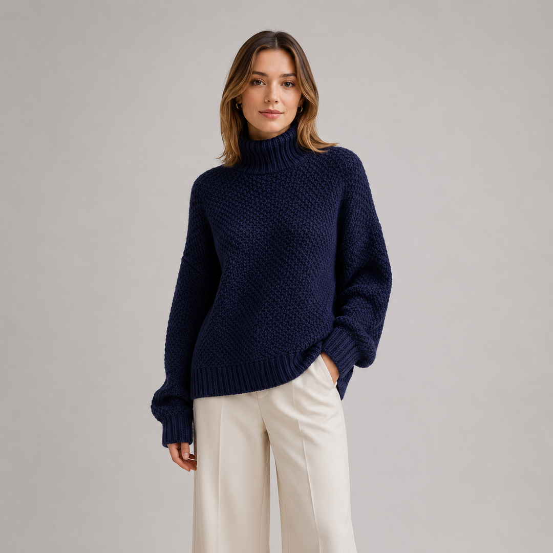 Women's Mock Neck Relaxed Knit Sweater