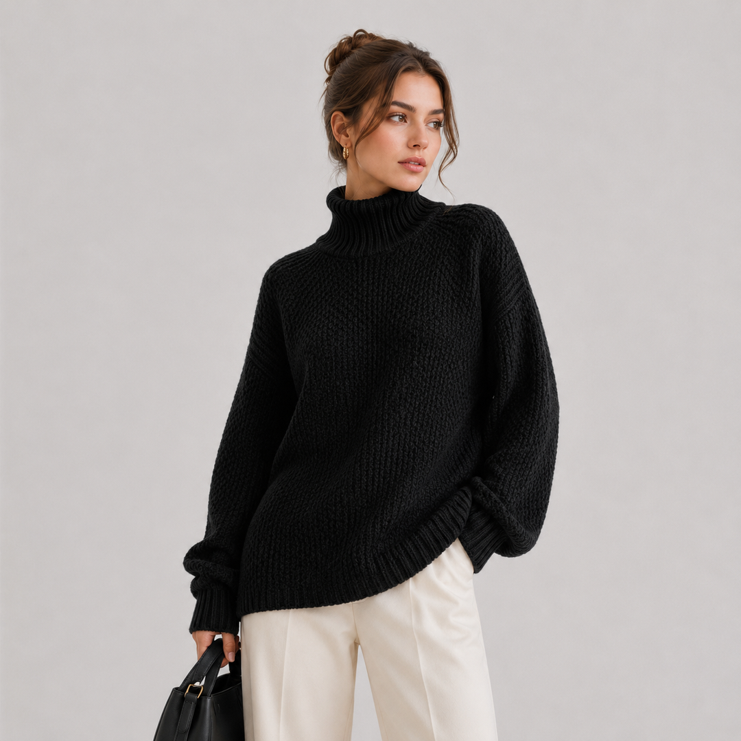 Women's Mock Neck Relaxed Knit Sweater
