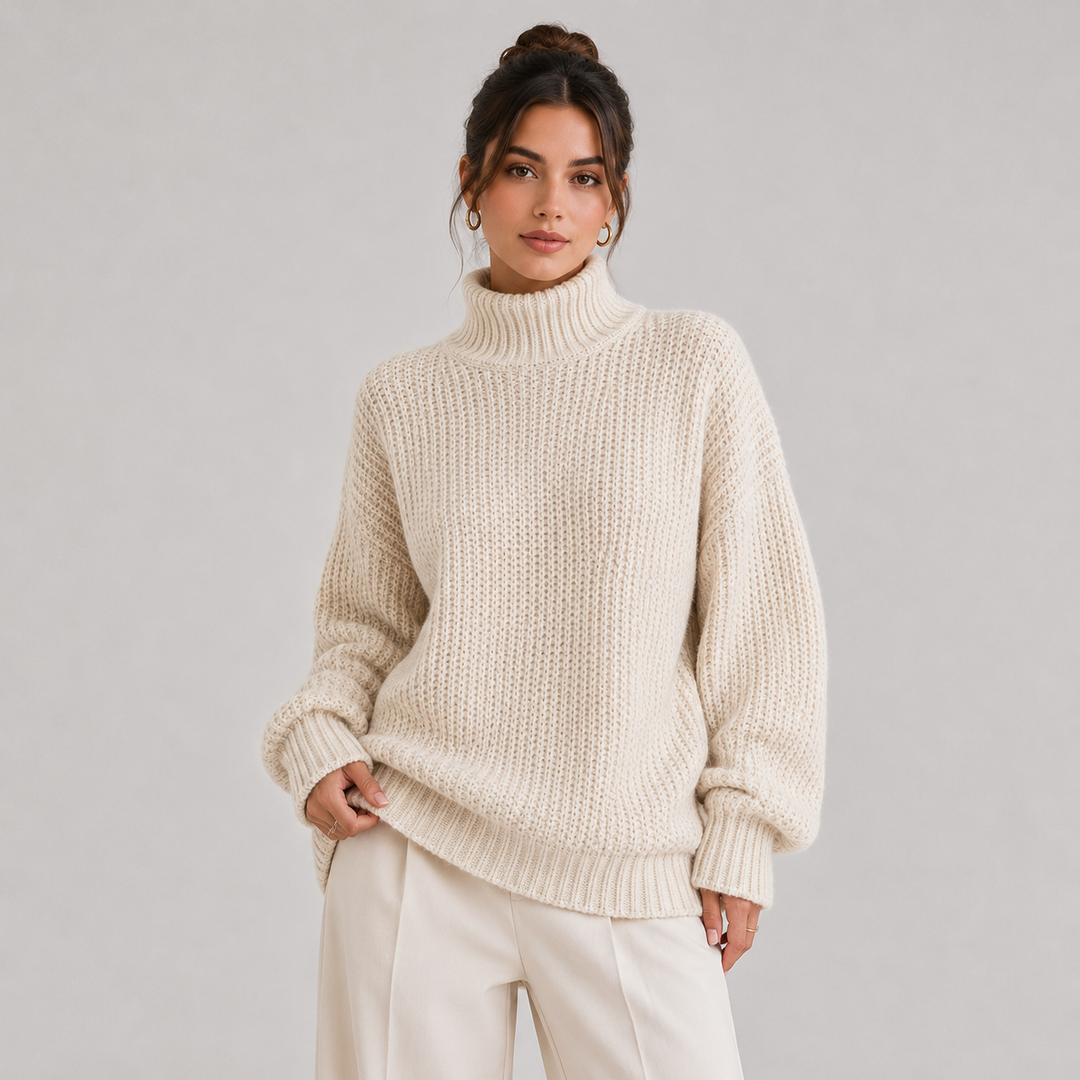 Women's Mock Neck Relaxed Knit Sweater