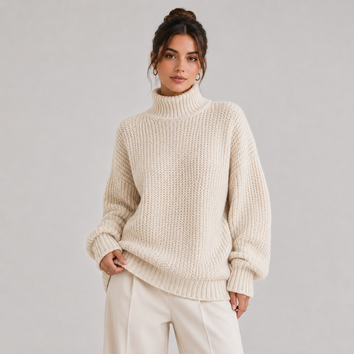 Women's Mock Neck Relaxed Knit Sweater
