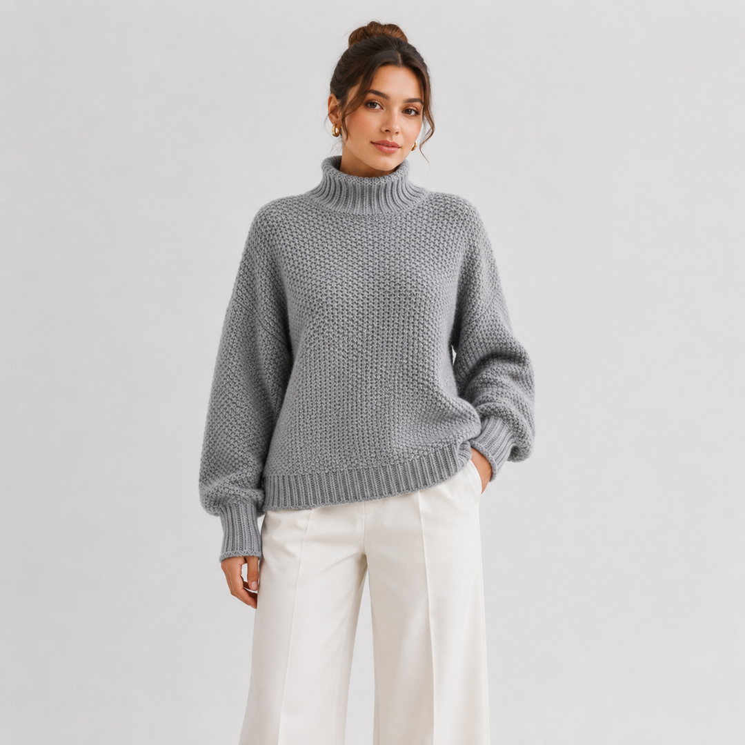Women's Mock Neck Relaxed Knit Sweater