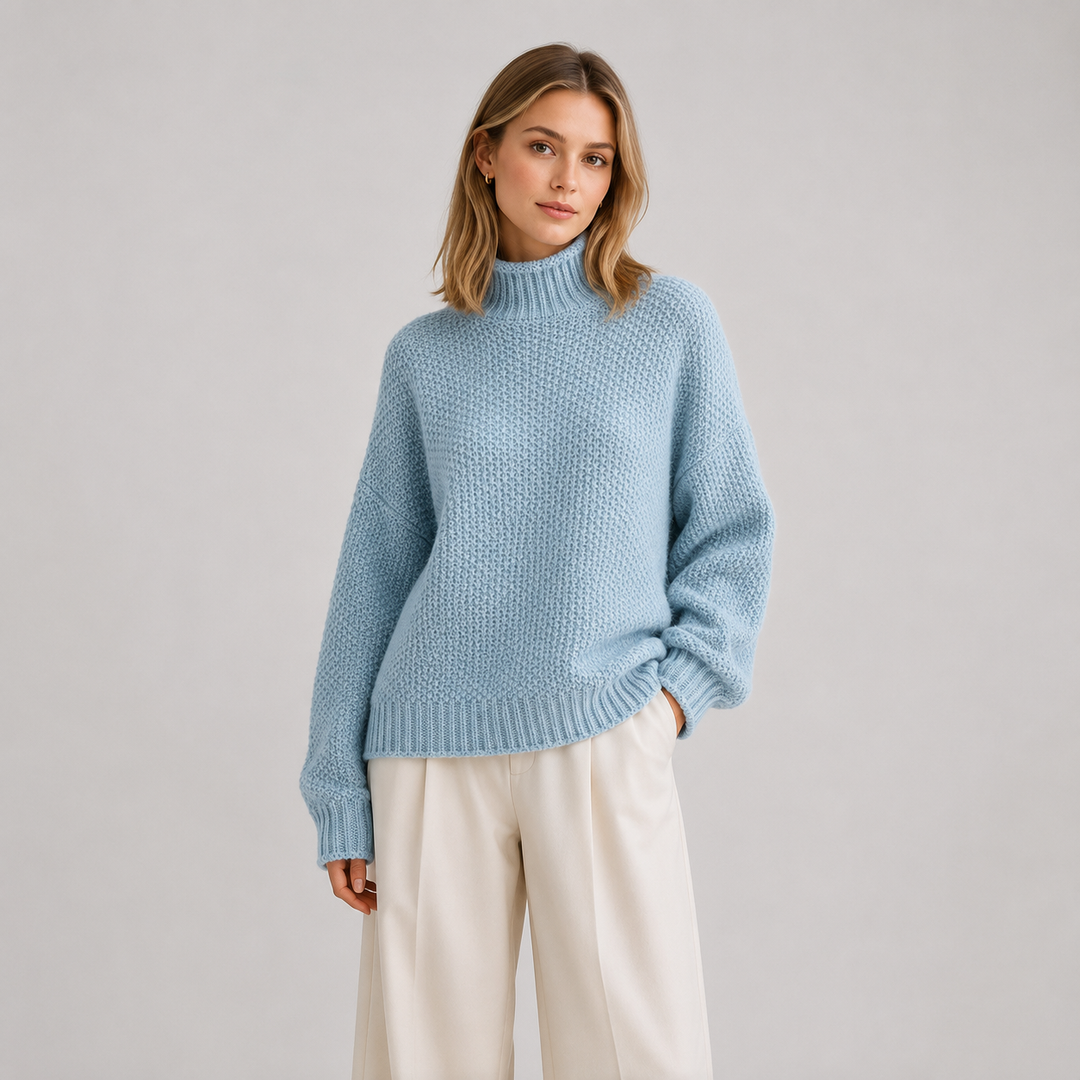 Women's Mock Neck Relaxed Knit Sweater