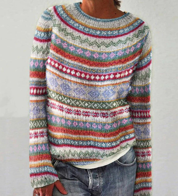 Women's Multi Stripe Relaxed Knit Sweater