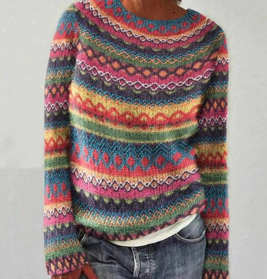 Women's Multi Stripe Relaxed Knit Sweater