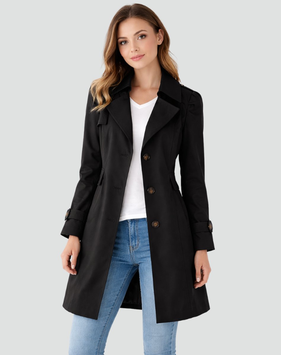 Women's Notch Lapel Belted Trench Coat