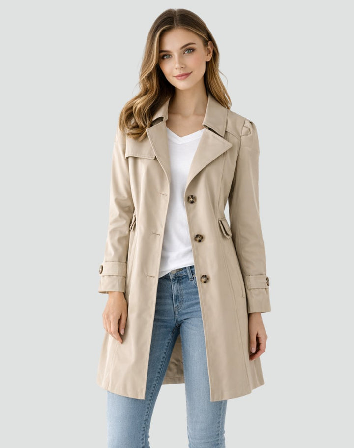 Women's Notch Lapel Belted Trench Coat