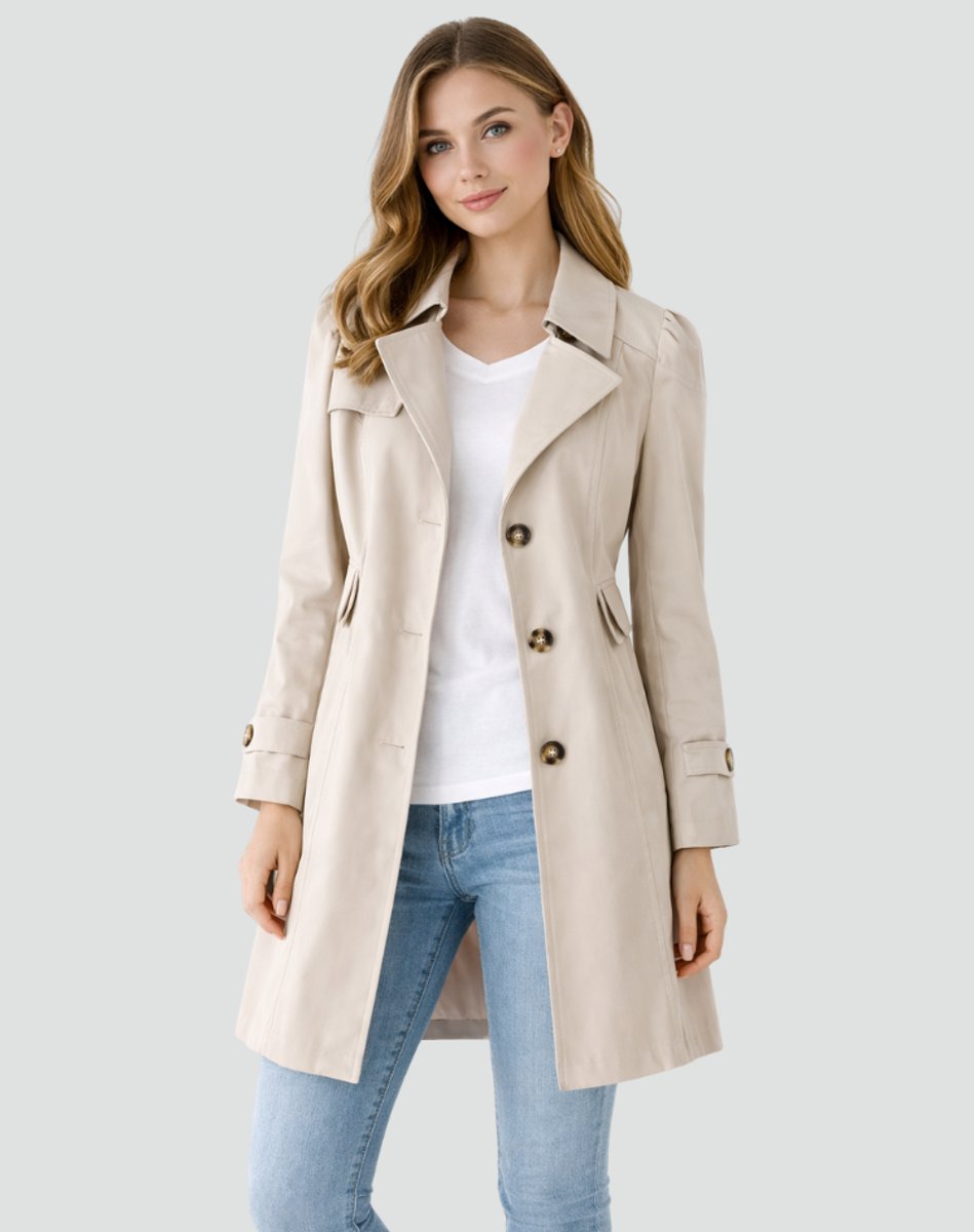 Women's Notch Lapel Belted Trench Coat
