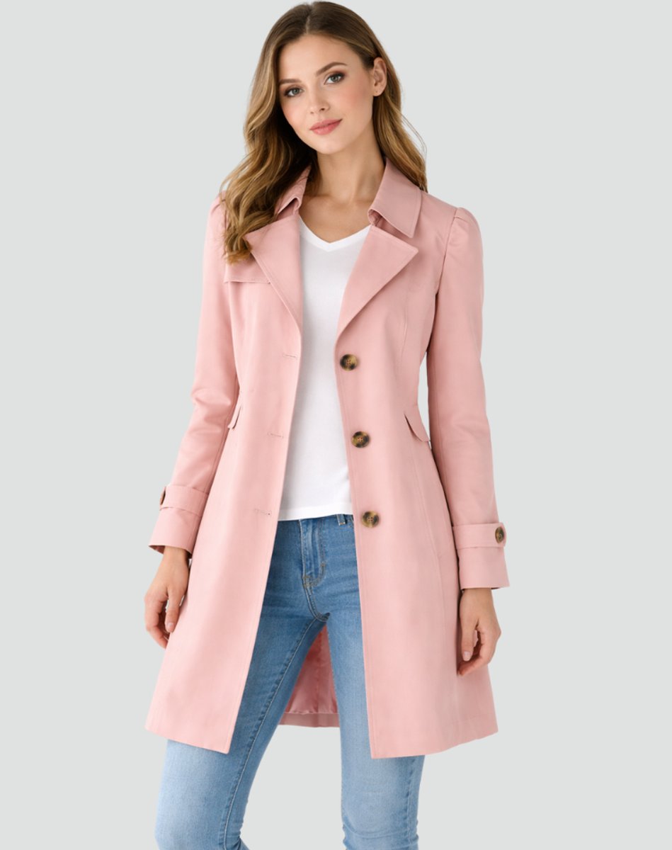 Women's Notch Lapel Belted Trench Coat