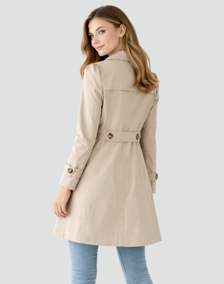 Women's Notch Lapel Belted Trench Coat