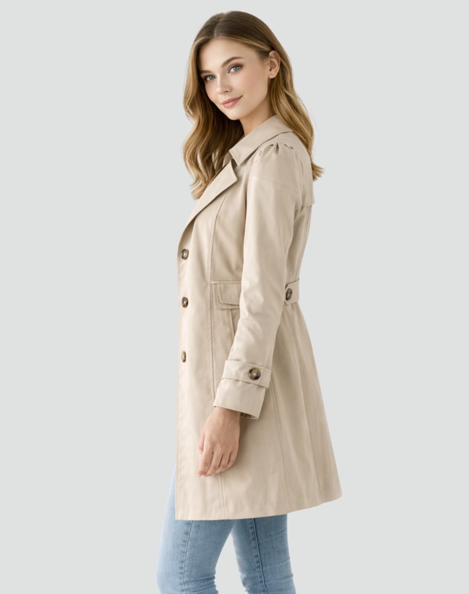 Women's Notch Lapel Belted Trench Coat