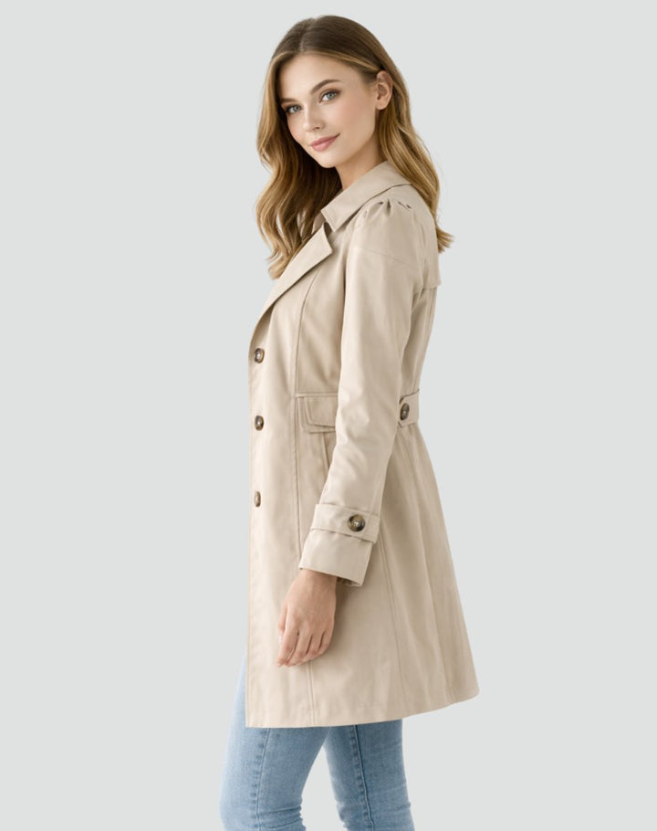 Women's Notch Lapel Belted Trench Coat