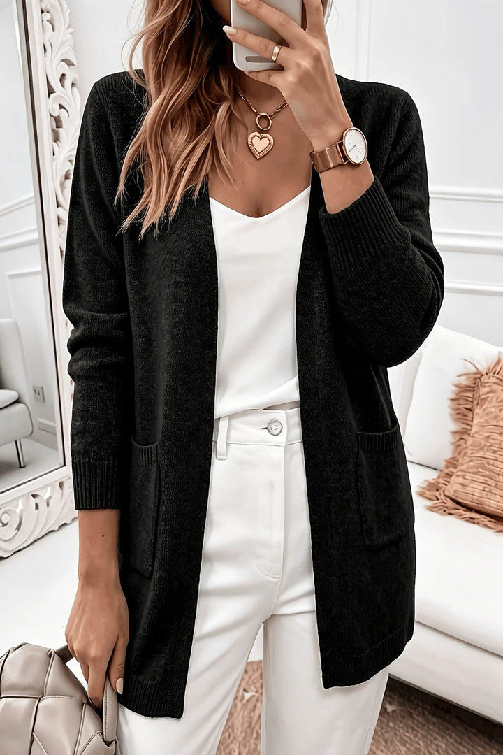 Women's Open Front Longline Knit Cardigan