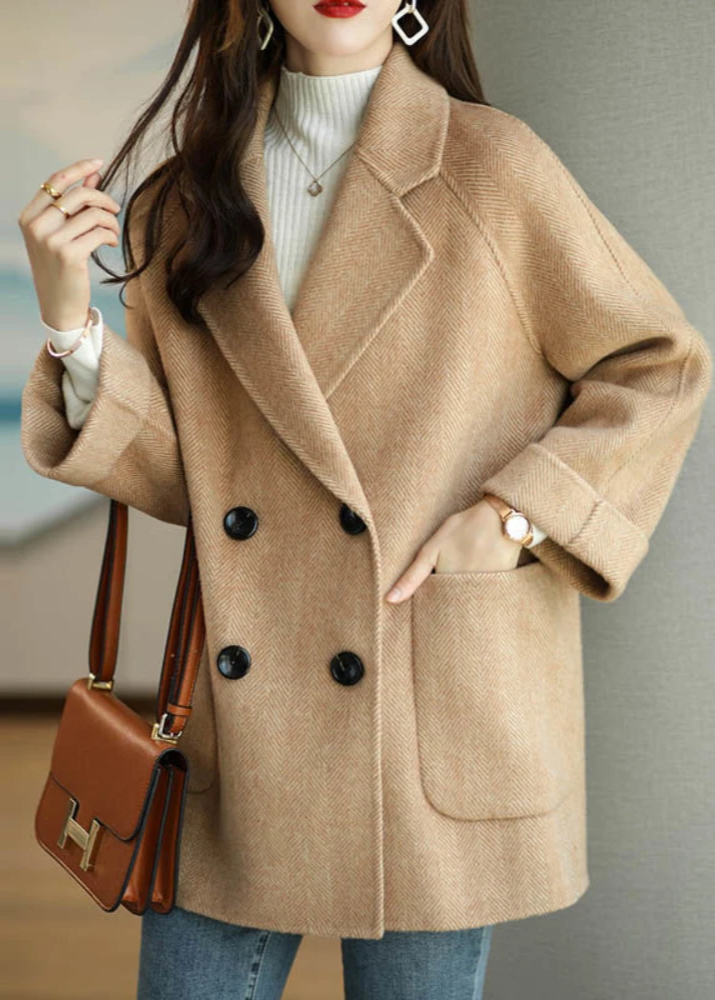 Women's Oversized Herringbone Wool Blend Coat