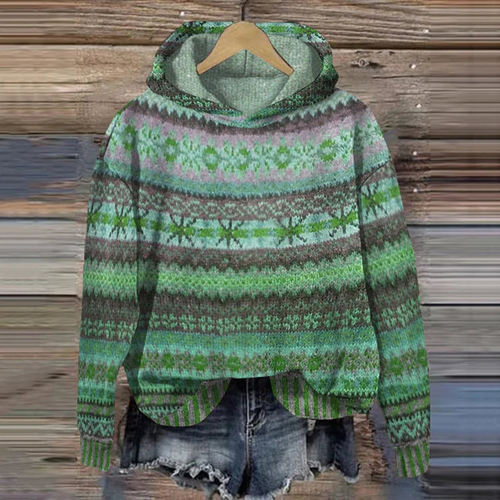 Women's Patterned Knit Hooded Sweater