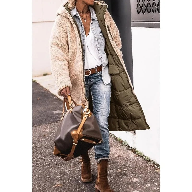 Women's Quilted Sherpa Lined Longline Coat