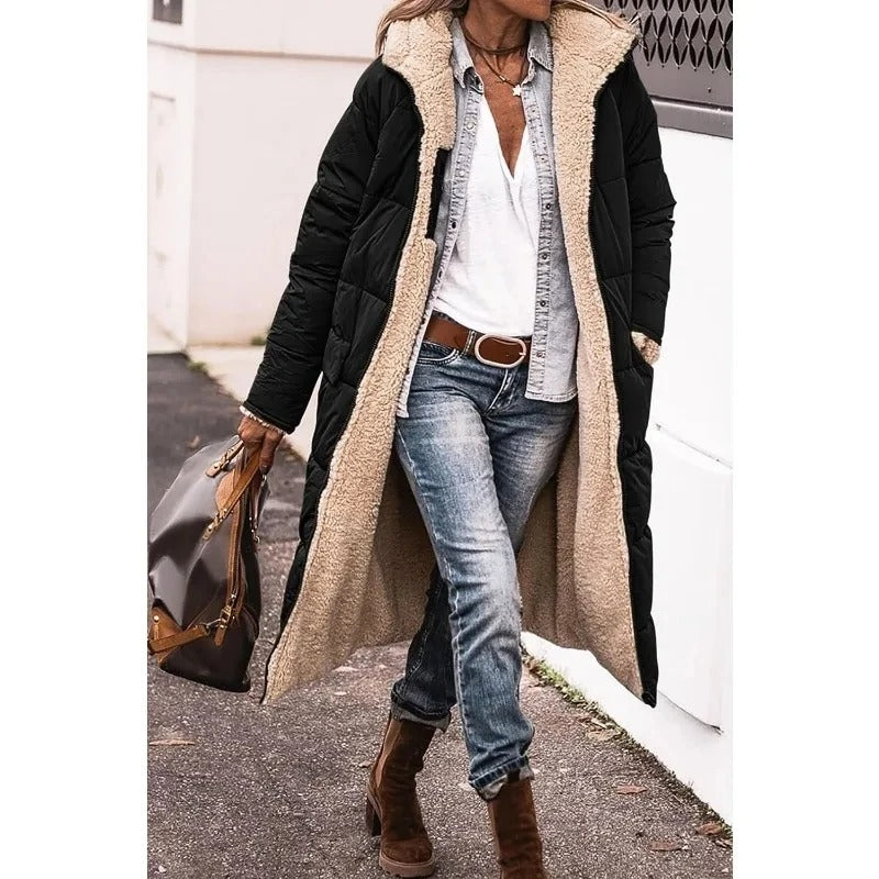 Women's Quilted Sherpa Lined Longline Coat