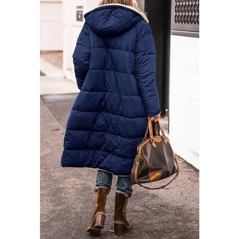 Women's Quilted Sherpa Lined Longline Coat