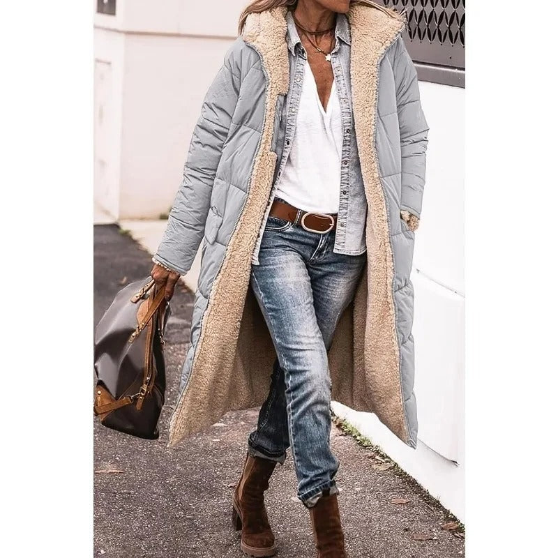 Women's Quilted Sherpa Lined Longline Coat