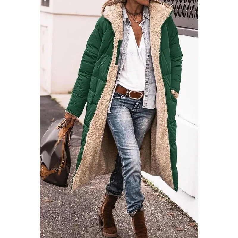 Women's Quilted Sherpa Lined Longline Coat